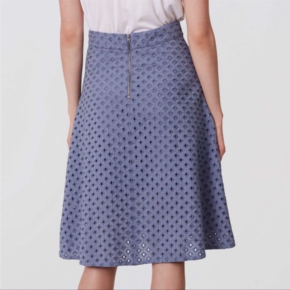 Loft French Blue Eyelet A-Line Skirt - Picture 2 of 7
